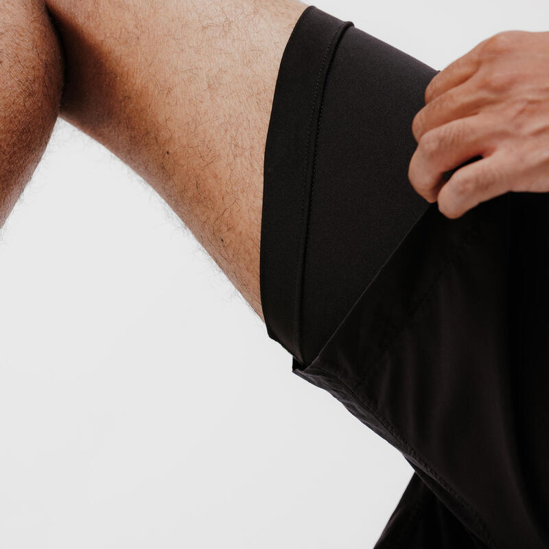 Pantalón corto running transpirable 2 en 1 hombre - Dry 550 negro