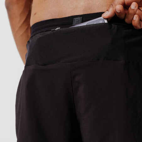 Pantalón corto running transpirable 2 en 1  hombre - Dry 550 negro