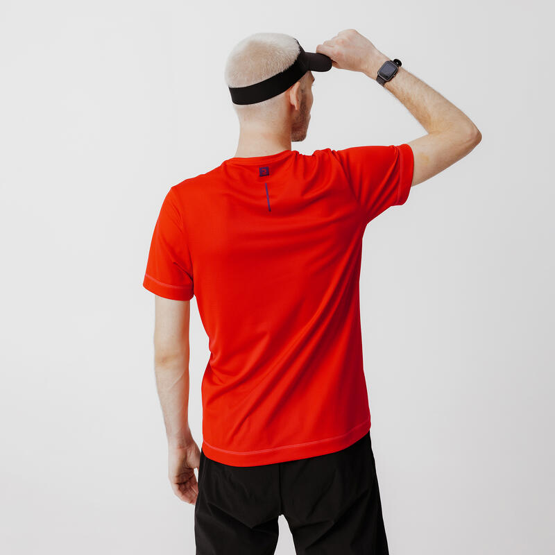 T-Shirt Respirável de Corrida Homem Dry 100 Vermelho