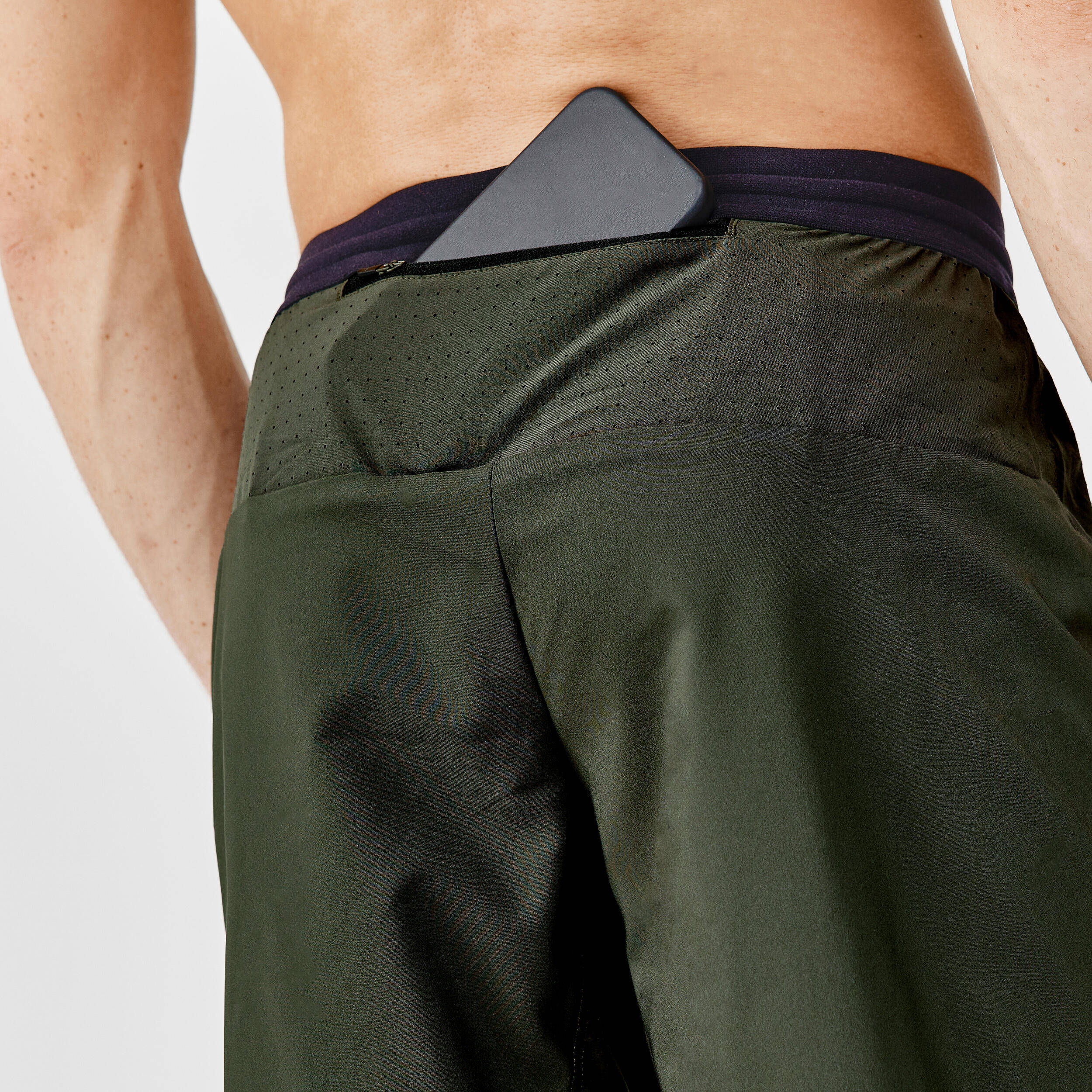 Men's 2 in 1 Running Shorts - Khaki -  4
