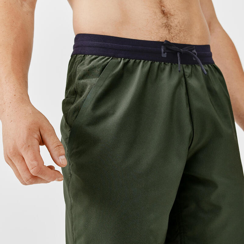 Pantalón corto running transpirable 2 en 1 hombre - Dry 550 Caqui