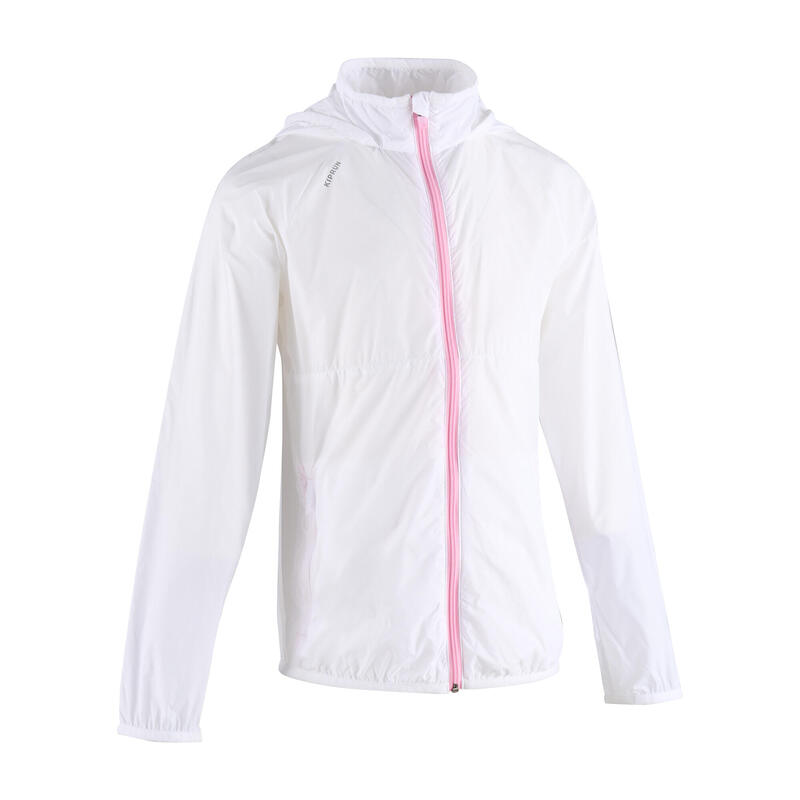 Kids' ultra light KIPRUN WIND windproof running jacket - white 