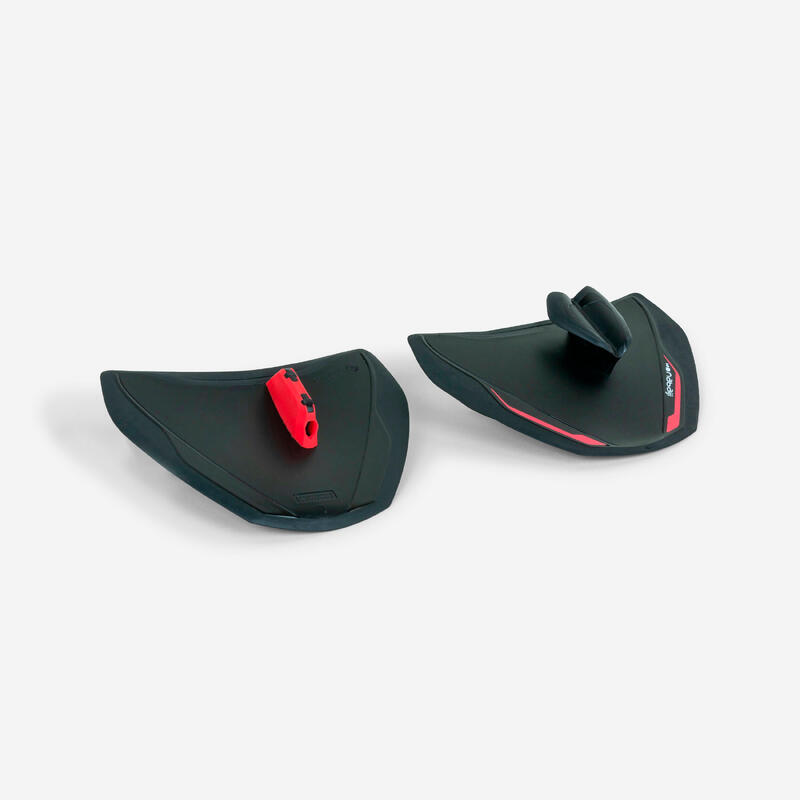 Palas Natación Finger Paddles 900 Quick'In Negro Rojo