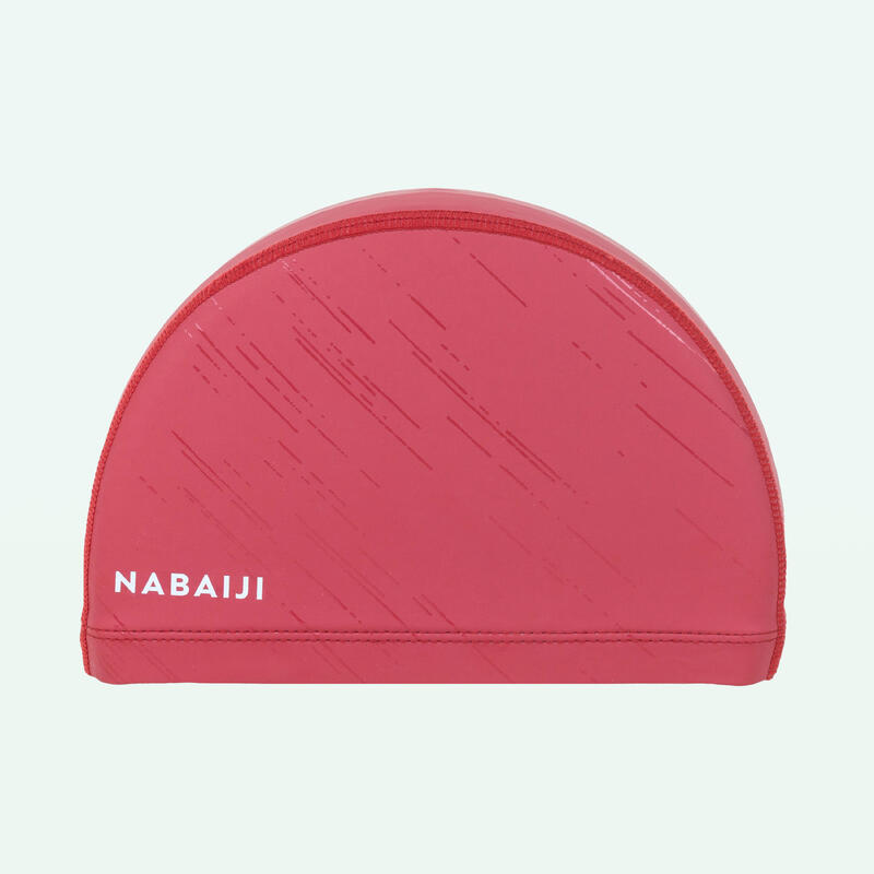 Bonnet de Bain en Maille Enduite - Tissu Imprimé - Taille M - Rouge Diag Rubi