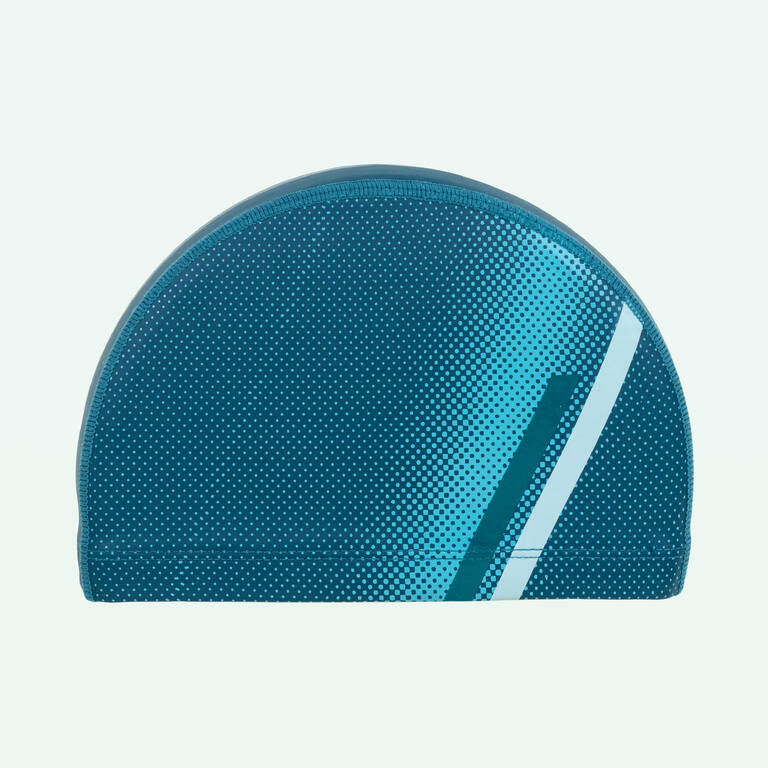 Coated mesh swim cap - Printed fabric - Size M - Blue line petrol