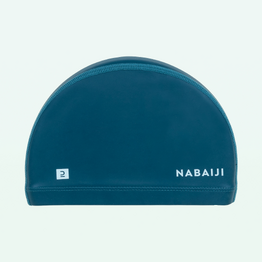 Bonnet de bain en maille enduite - tissu imprimé - taille m - bleu line petrol