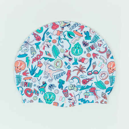 SILICONE Swim Cap - Dino White