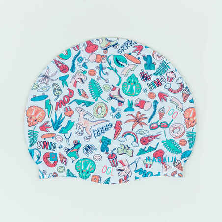 SILICONE Swim Cap - Dino White