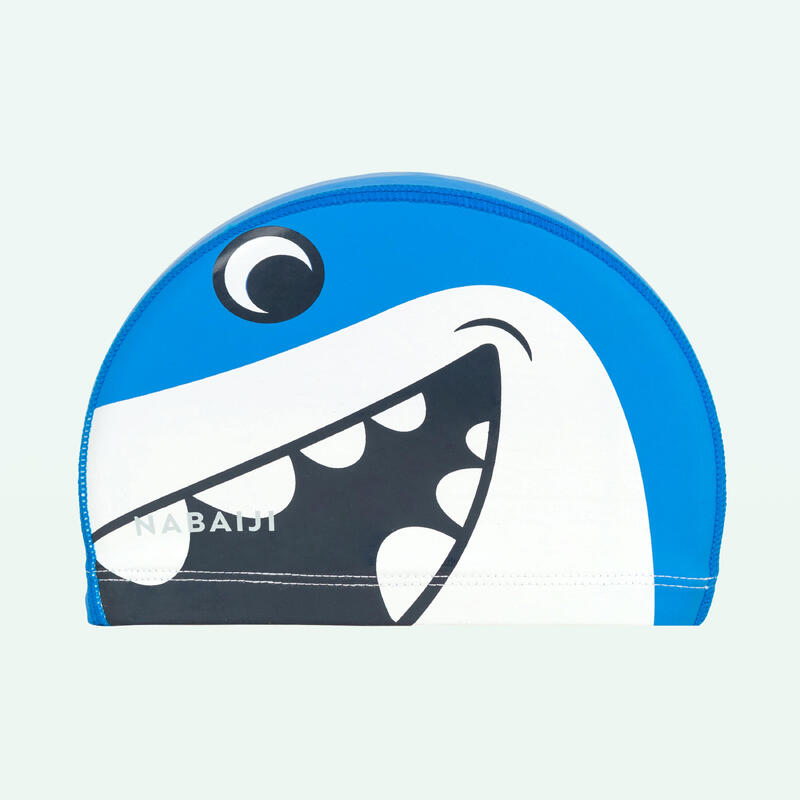 Touca de Natação de Malha Silicone Estampado Shark Azul