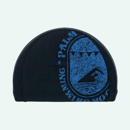 Mesh Print Swimming Cap, Size L - Tiki Black