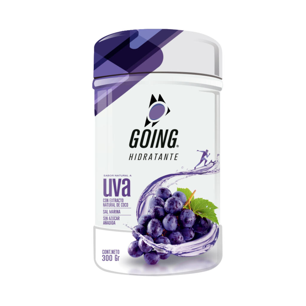 Tarro de gel hidratante en polvo de 300gr sabor a uva Going