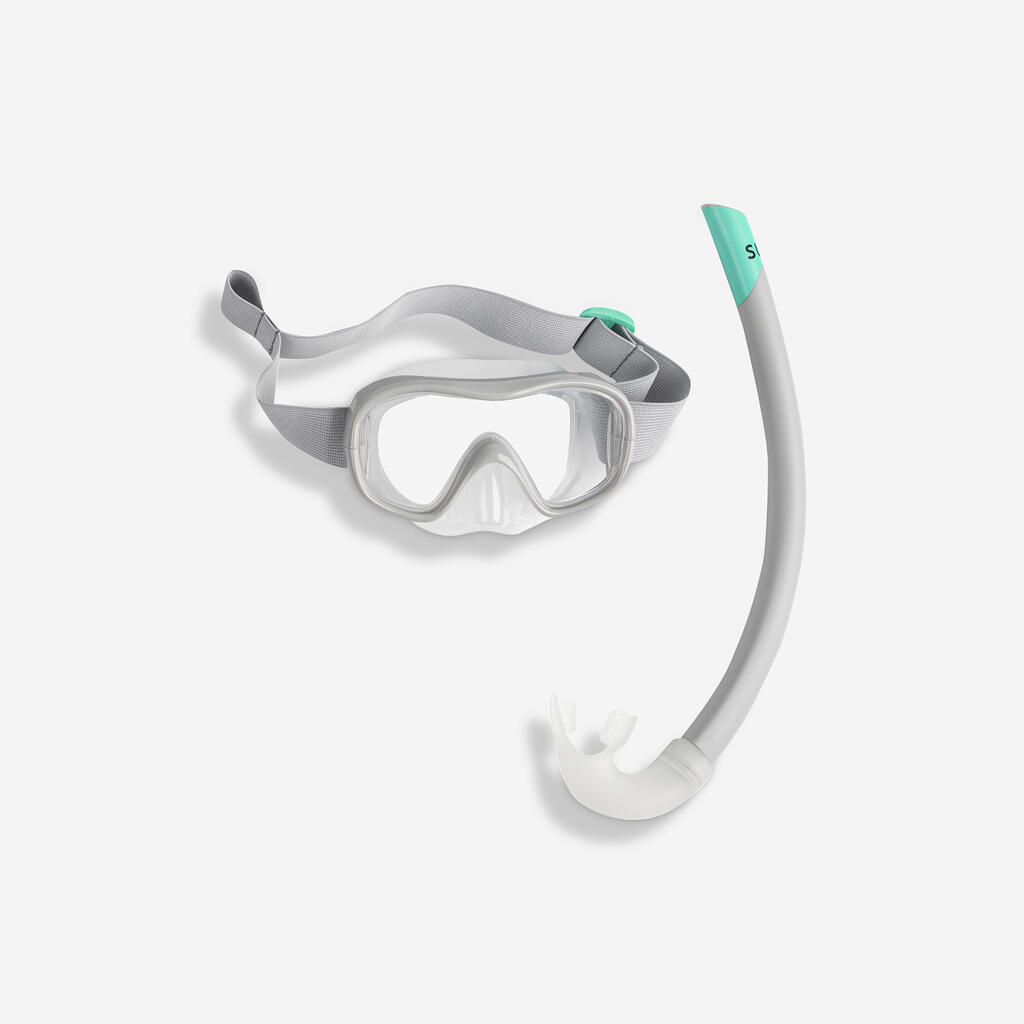 Kids' Snorkelling Mask Snorkel Set SUBEA 100 JR - Grey