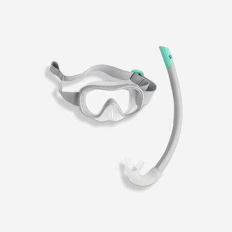 Snorkelset SUBEA mask+snorkel 100 Junior grå 