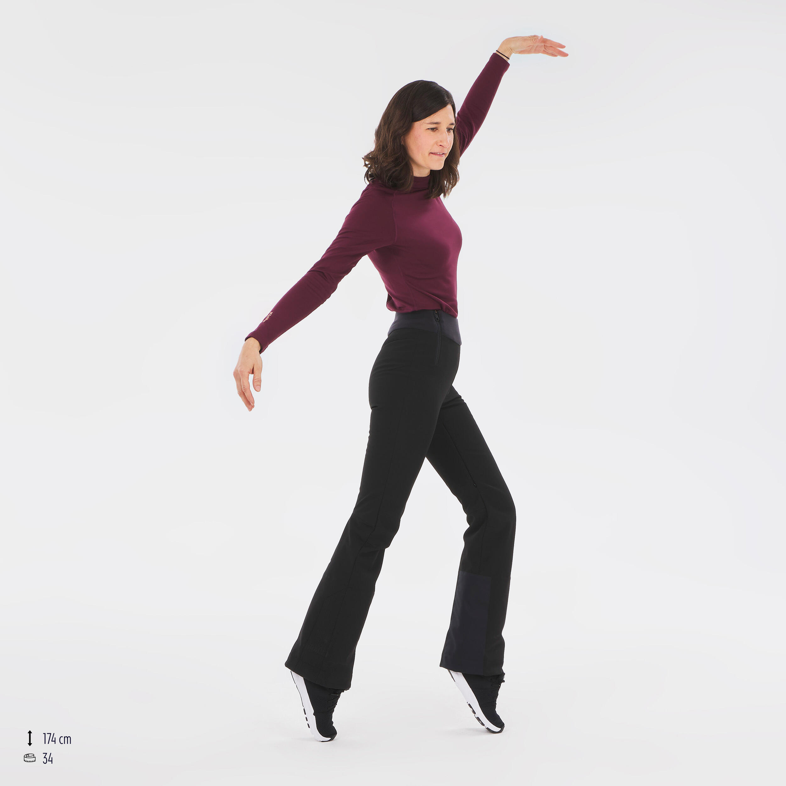 Pantaloni sci donna 500 SLIM neri 10/22