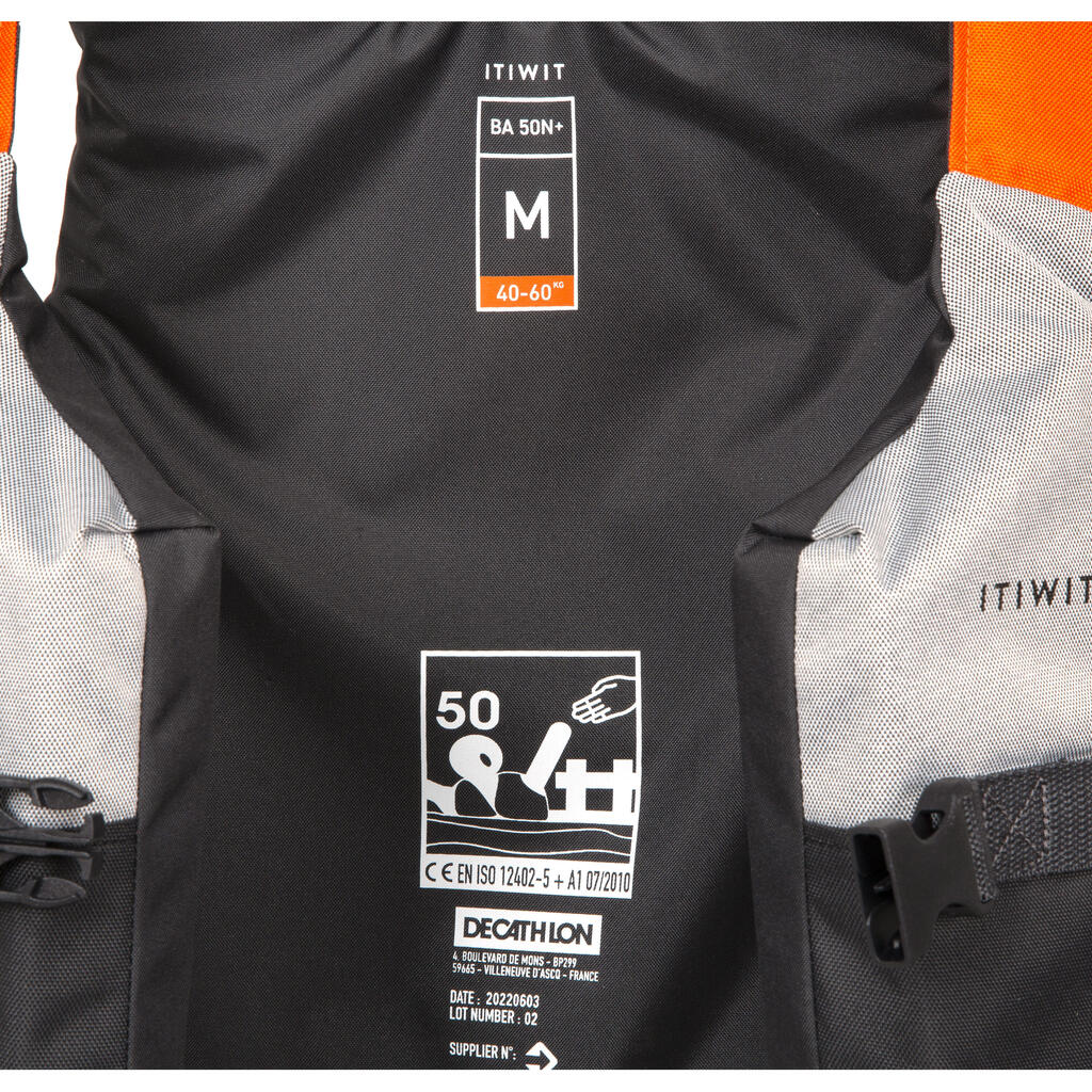 Gilet aide à la flottabilité 50N+  bleu/orange kayak stand up paddle dériveur