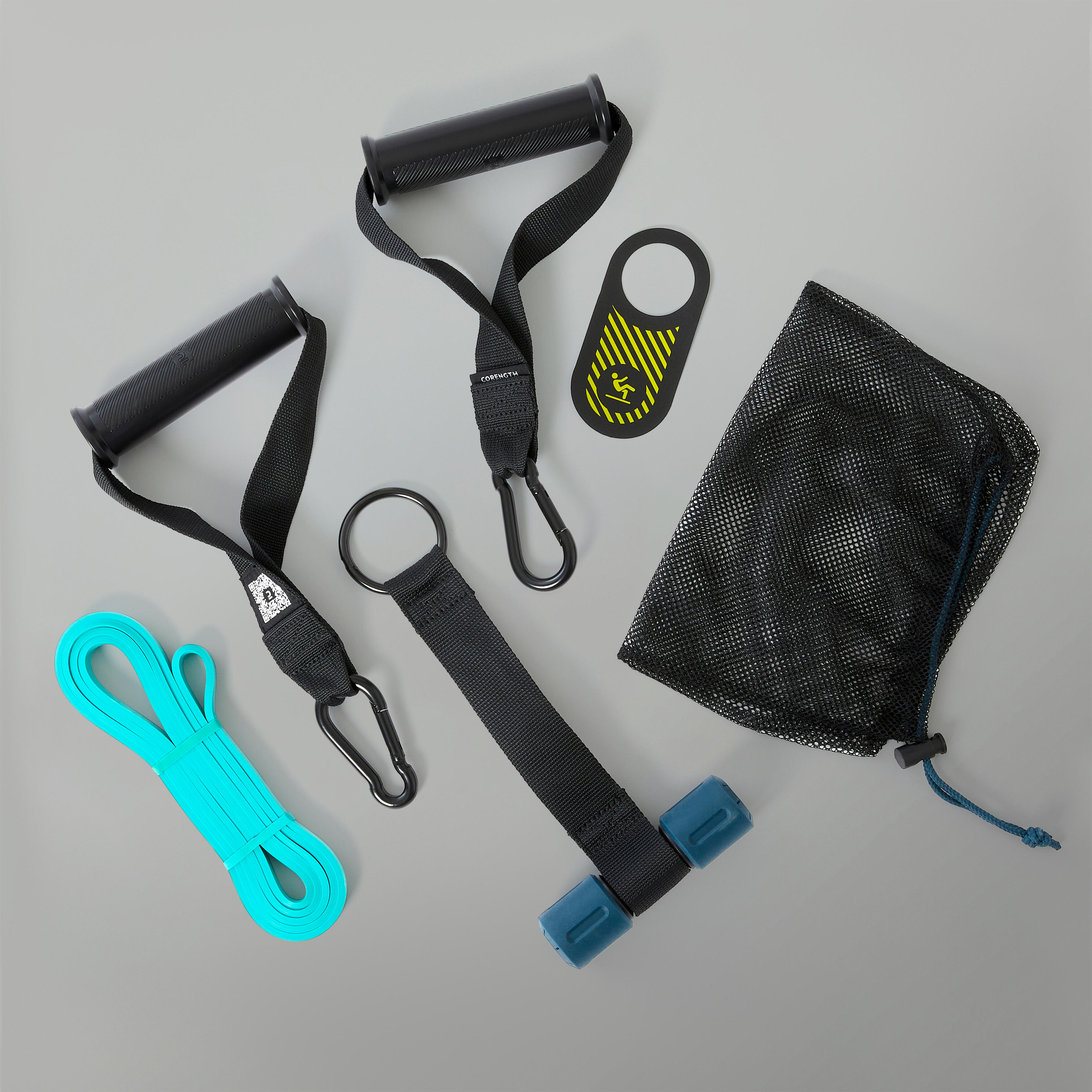 Bodybuilding Kit With Handles Door Hanger and 15 kg Elastic