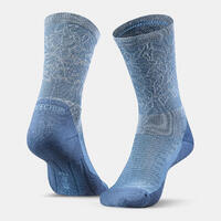 Čarape za planinarenje Hike 100 duboke 2 para - prugaste i plave