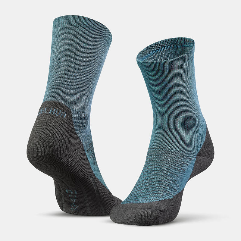 Outdoor Çorap - Yüksek Konçlu - Gri/Mavi - 2 Çift - Hike 100