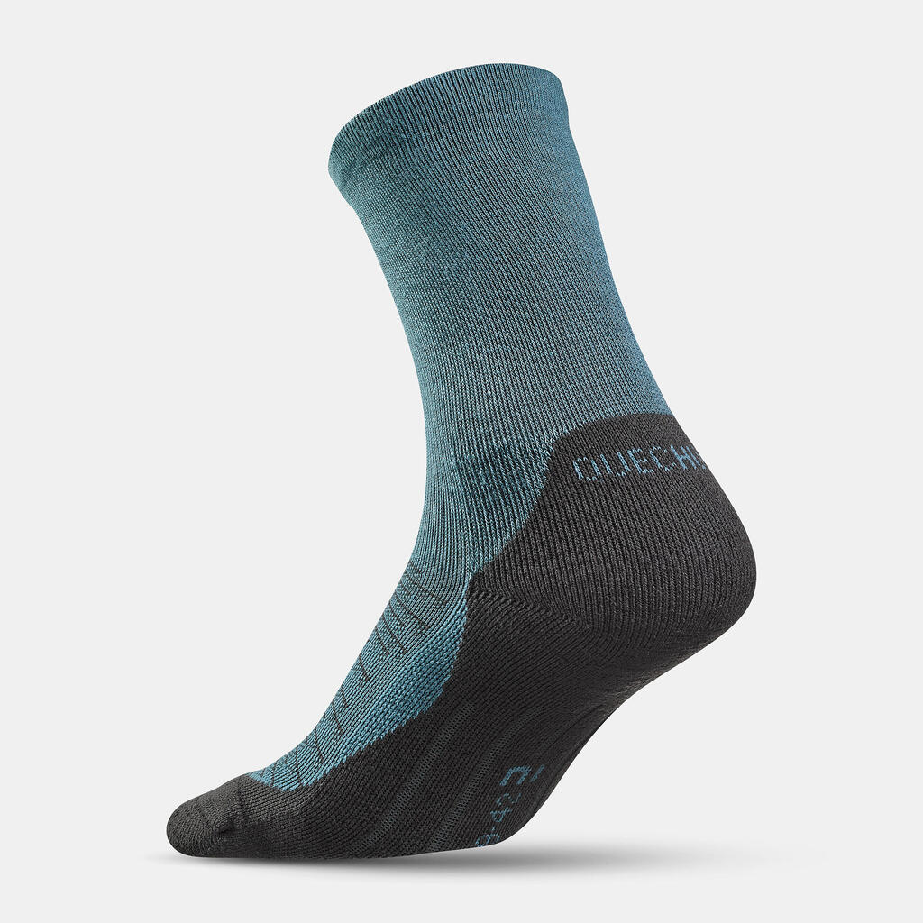 Calcetines de senderismo gris y azul Hike 100 High x2