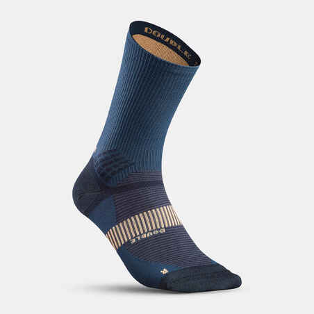 Κάλτσες πεζοπορίας - Hike 520 Double Ψηλές Μπλε μαρέν x 2 ζευγάρια