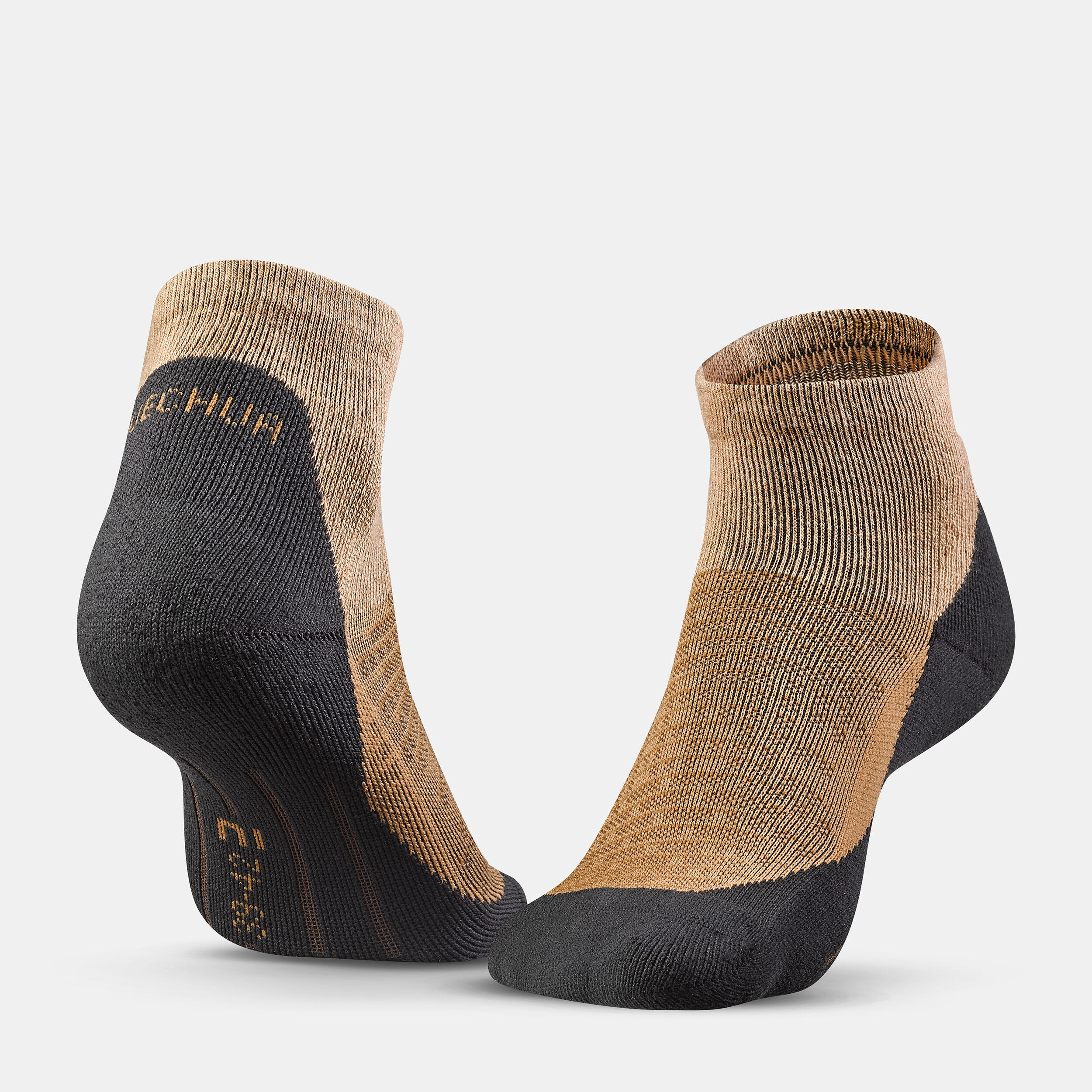 Unisex Quick Dry Mid Ankle Socks 2 Pairs Brown Grey - NH100