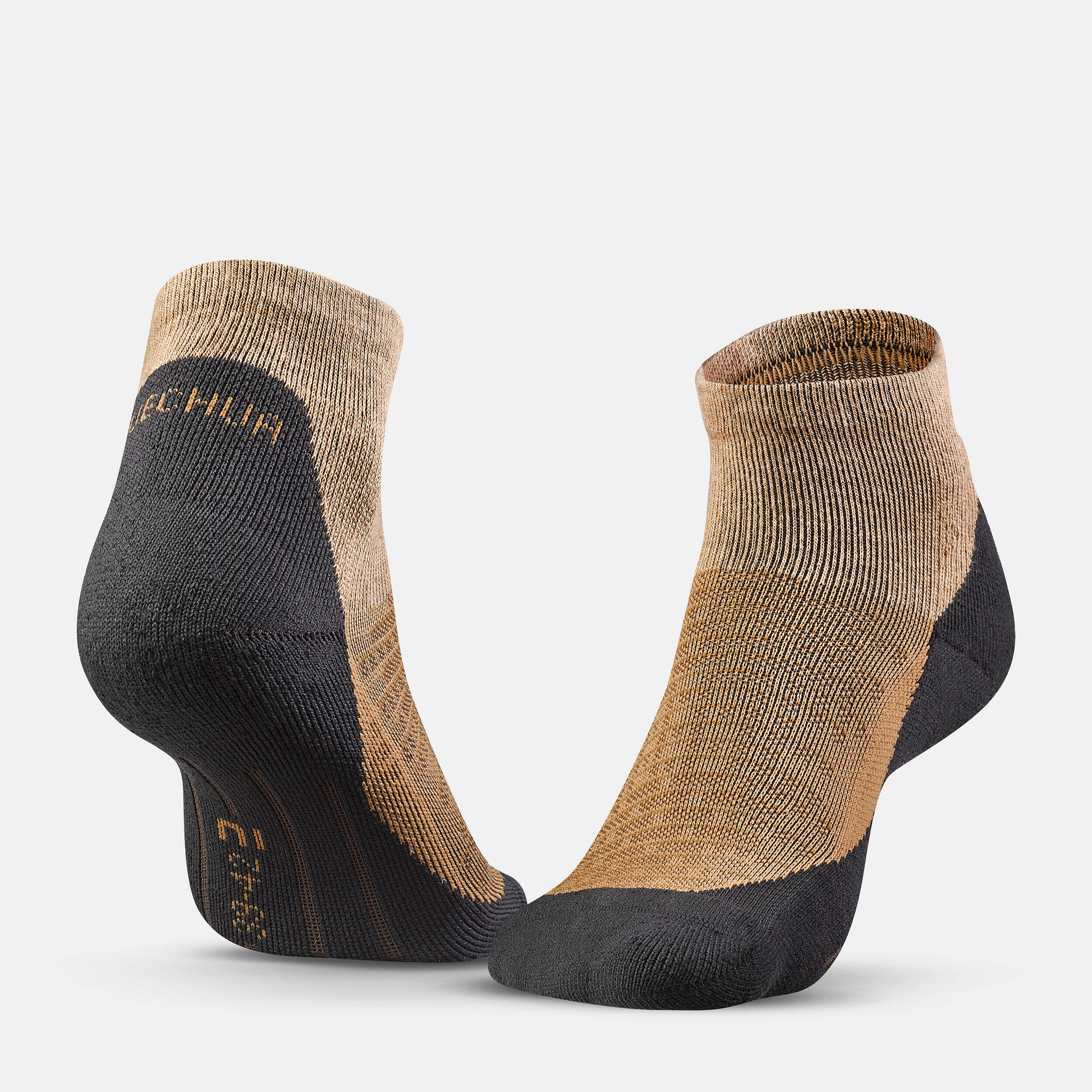 Unisex Quick Dry Mid Ankle Socks 2 Pairs Brown Grey - NH100 -  2