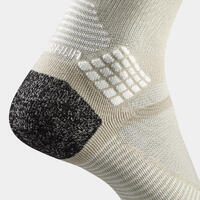 Čarape za pešačenje 500 duboke - bež 2 para 