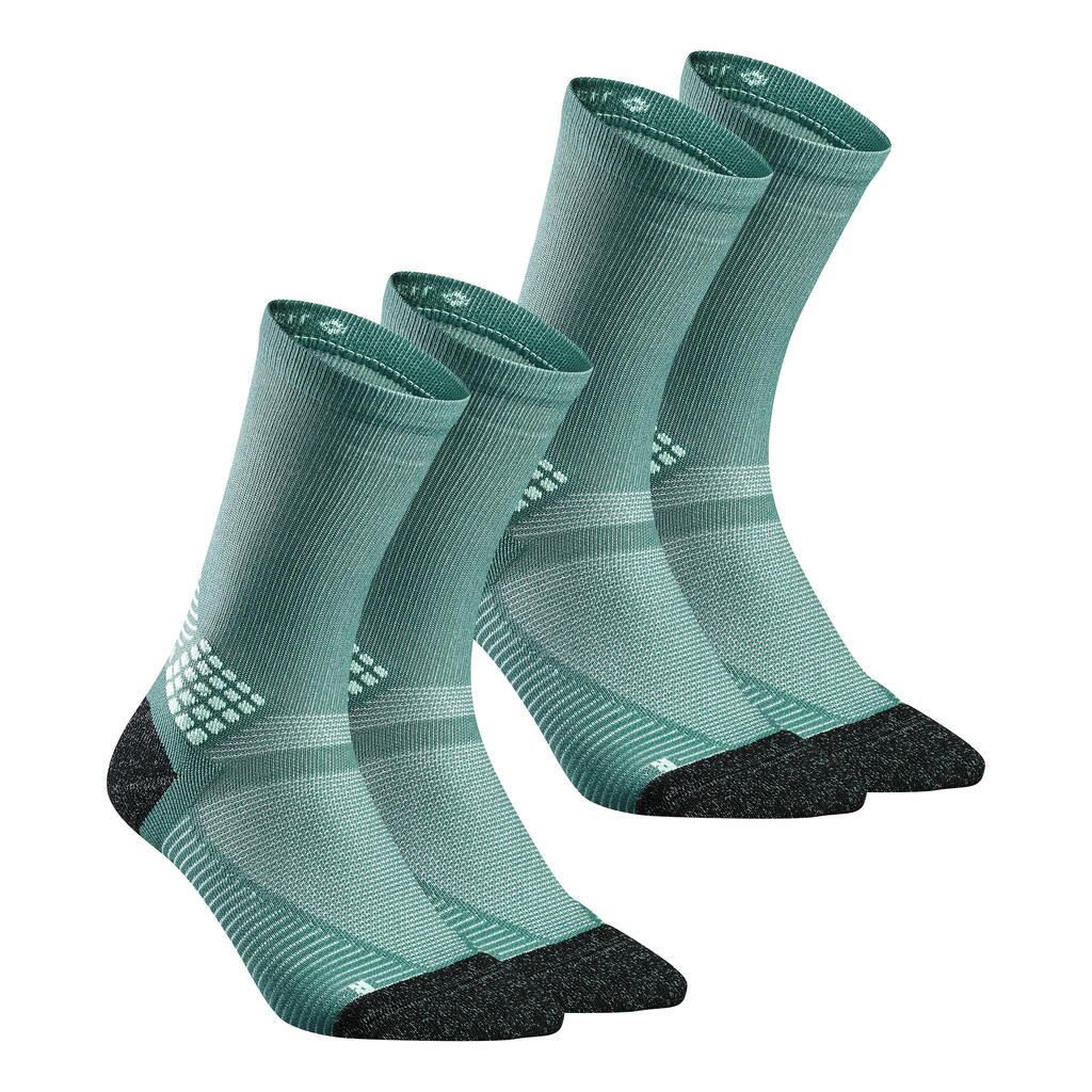 Adult high hiking socks (2 pairs) Hike 500 - Limited edition - Green