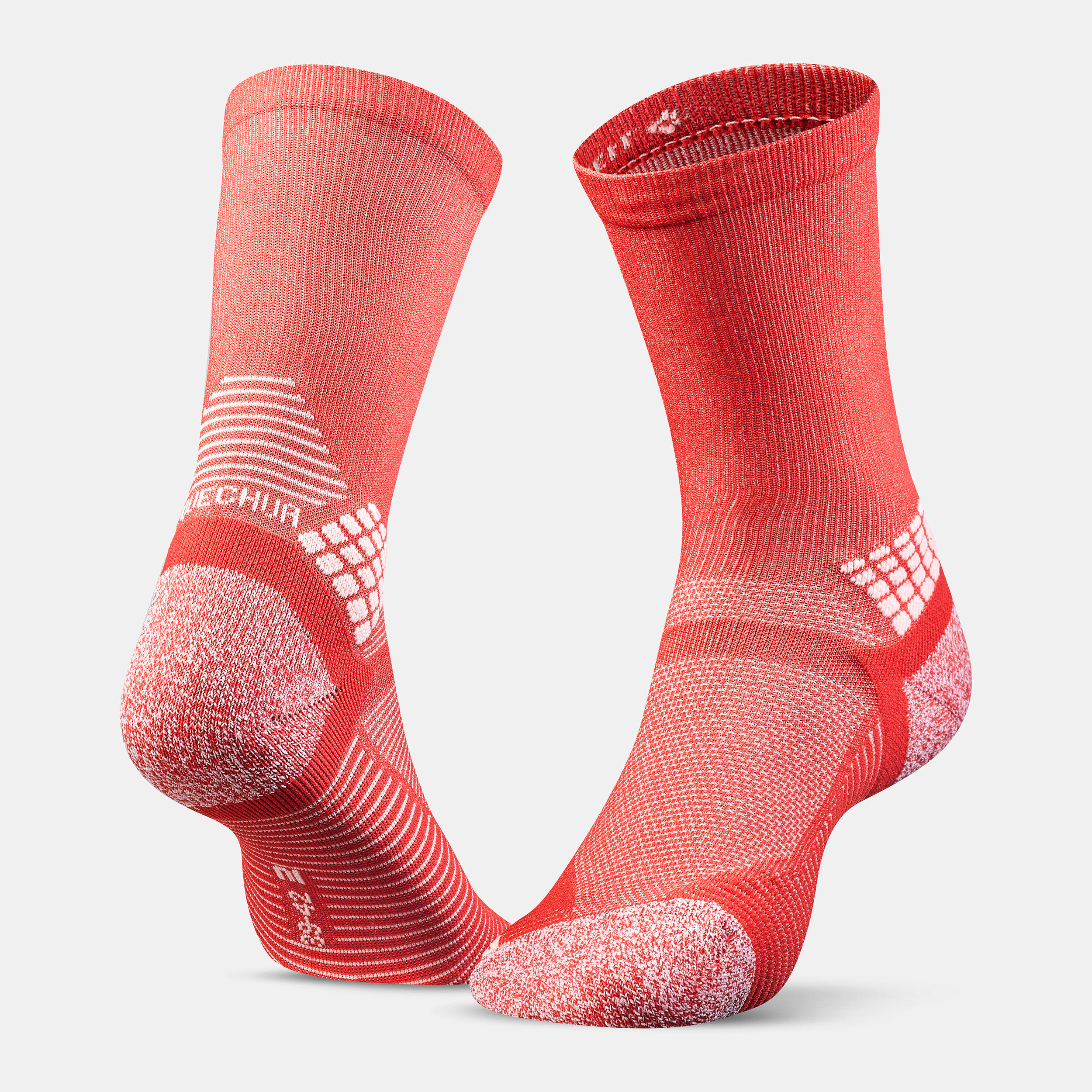 Adults’ high-rise hiking socks (2 pairs), Hike 500 - Orange 2/5