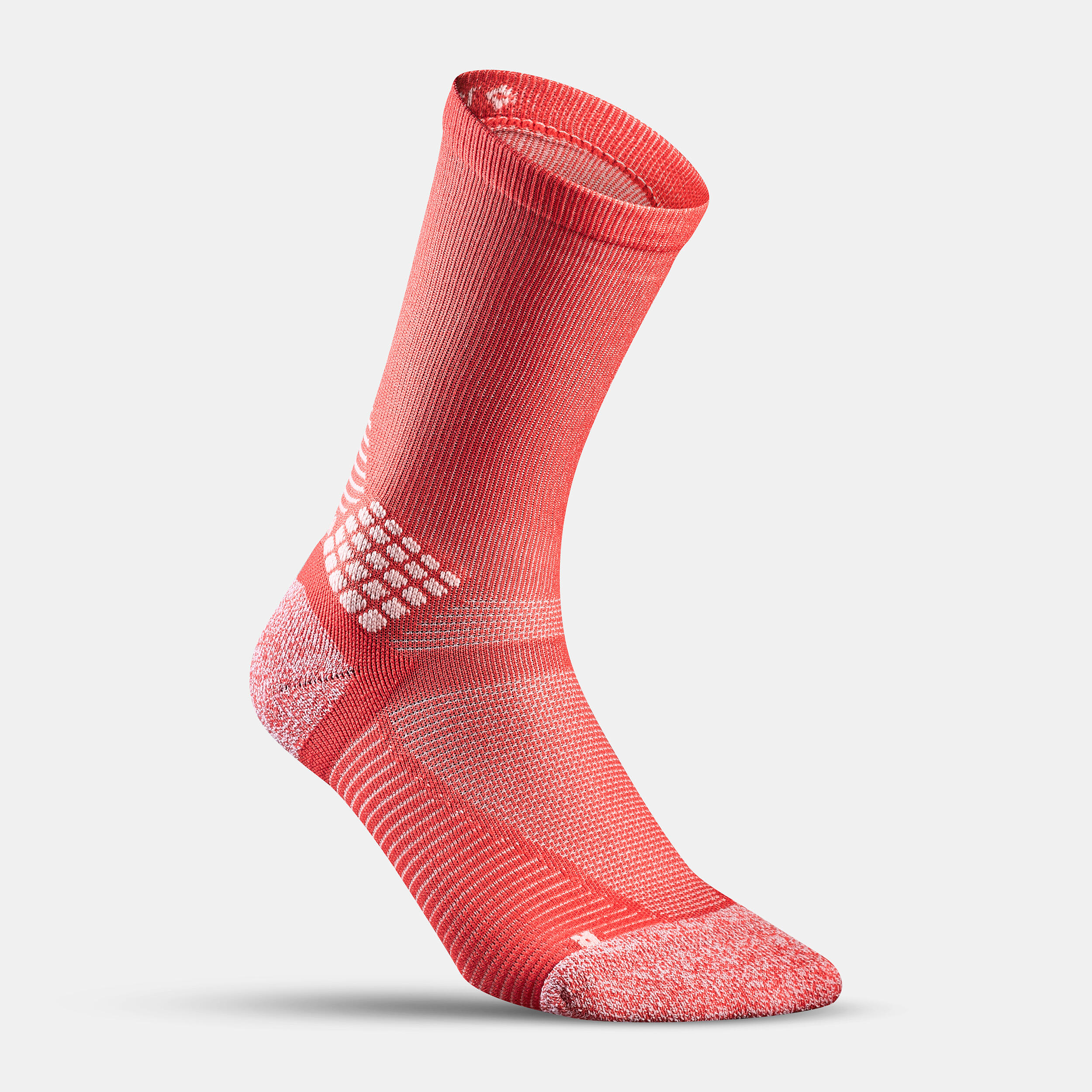 Adults’ high-rise hiking socks (2 pairs), Hike 500 - Orange 3/5