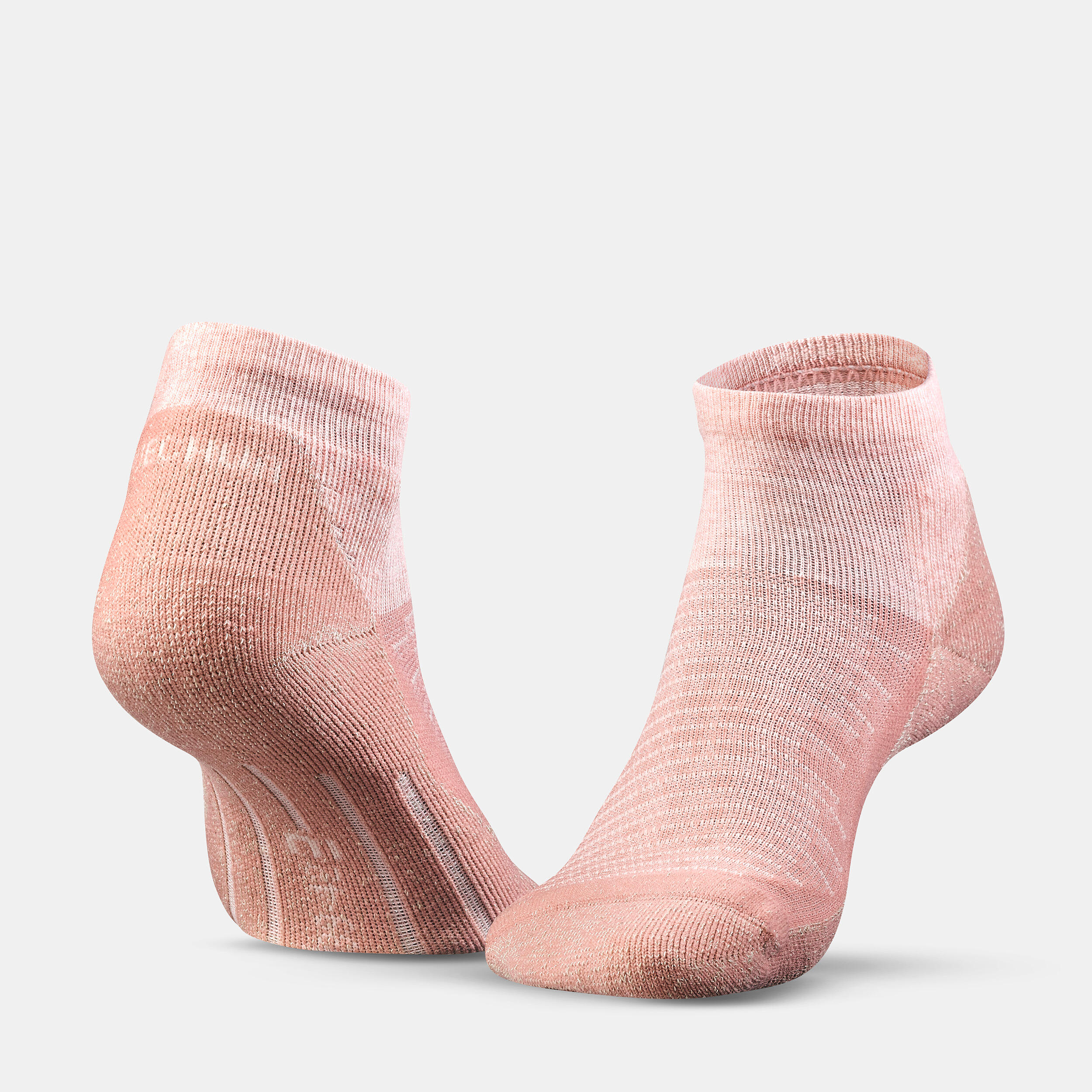 Unisex Quick Dry Mid Ankle Socks 2 Pairs Grey Pink - NH100