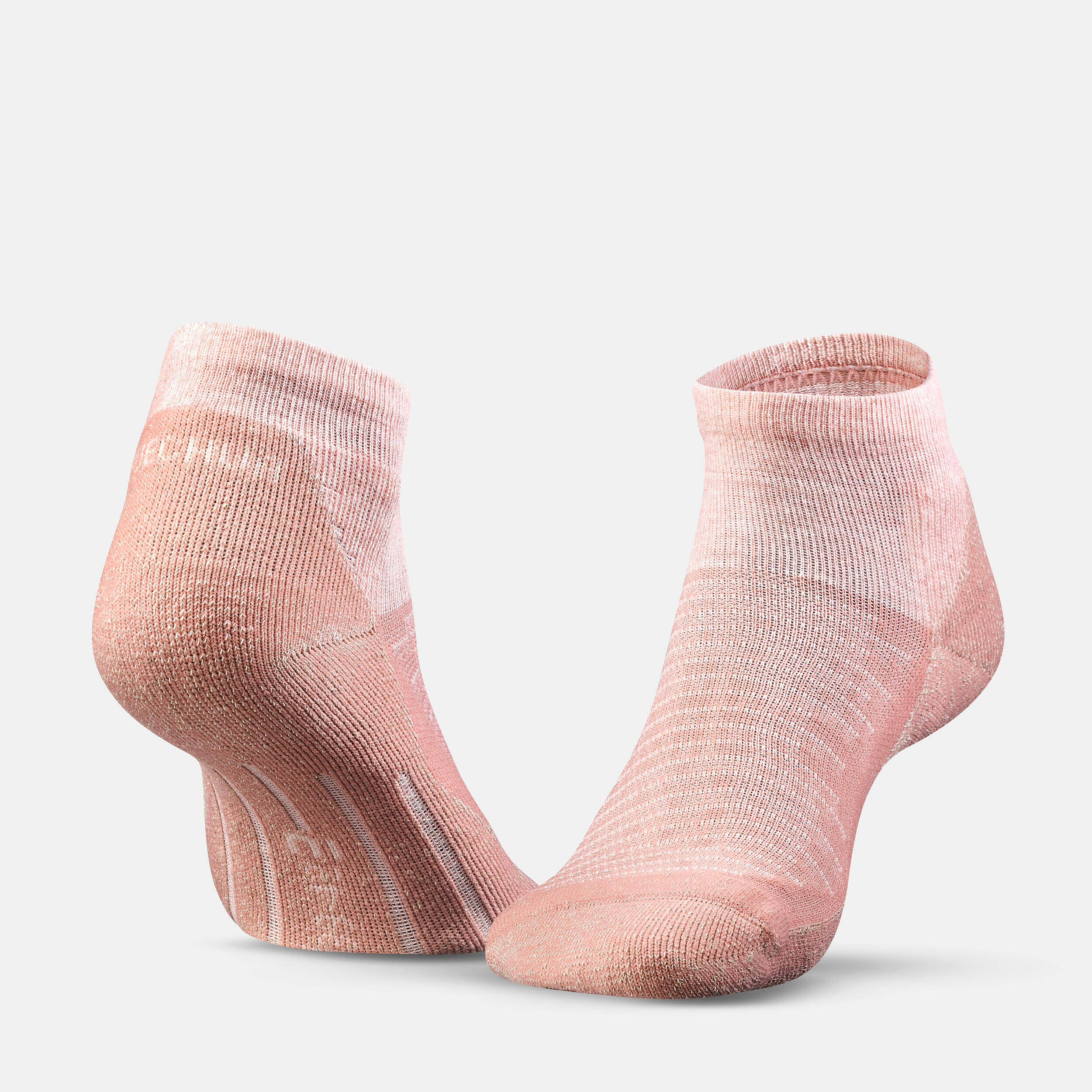 Unisex Quick Dry Mid Ankle Socks 2 Pairs Grey Pink - NH100 -  3