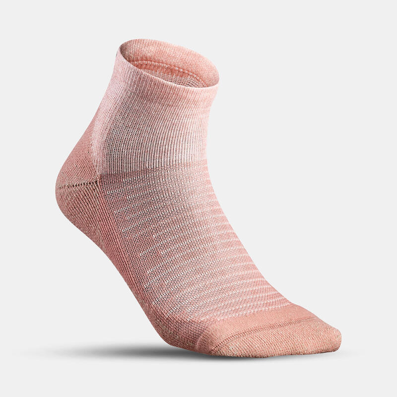 中筒登山襪 Hike 100 兩雙入－粉色和灰色