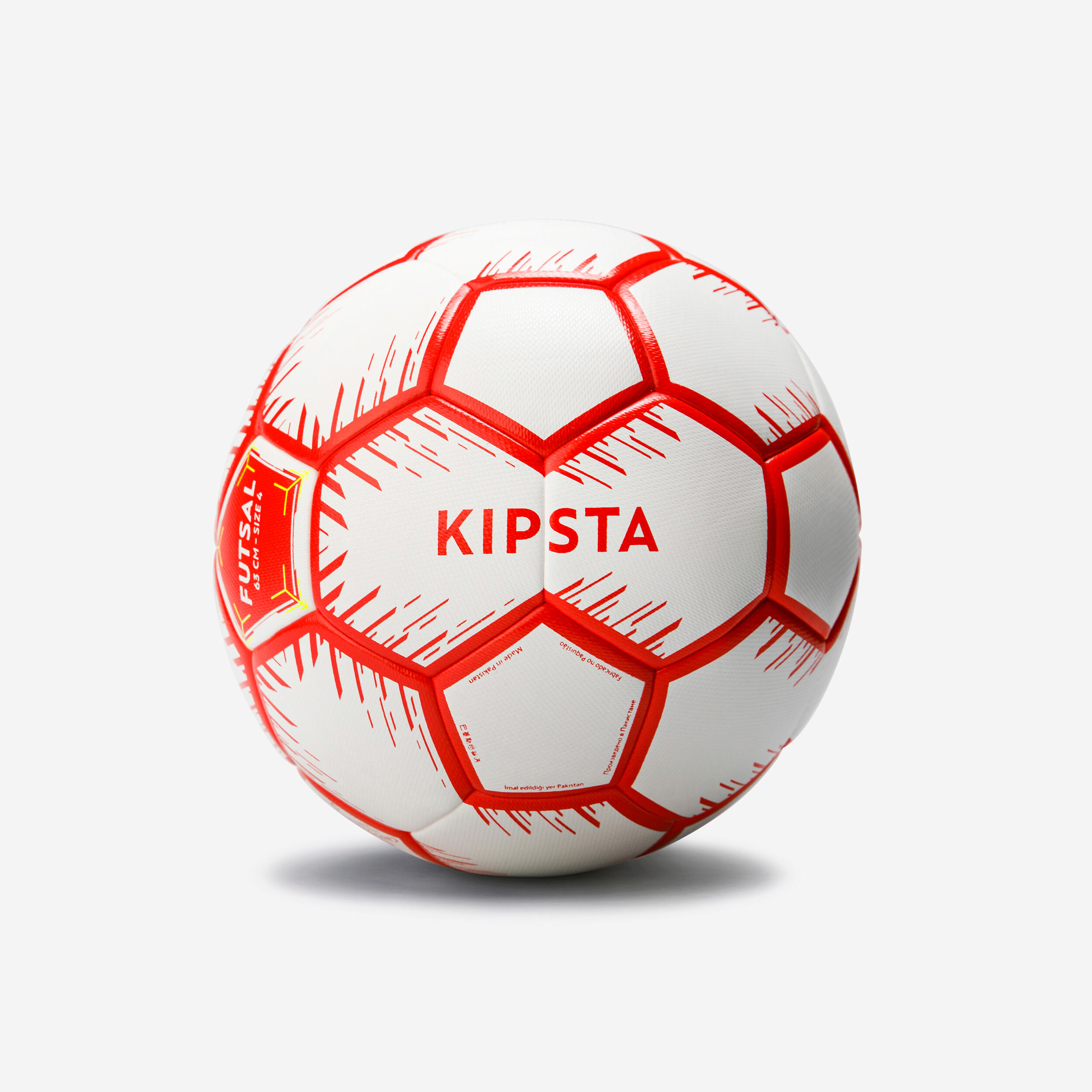 KIPSTA Ballon De Futsal Taille 4 (P&#xE9;rim&#xE8;tre 63cm) Rouge Et Blanc -