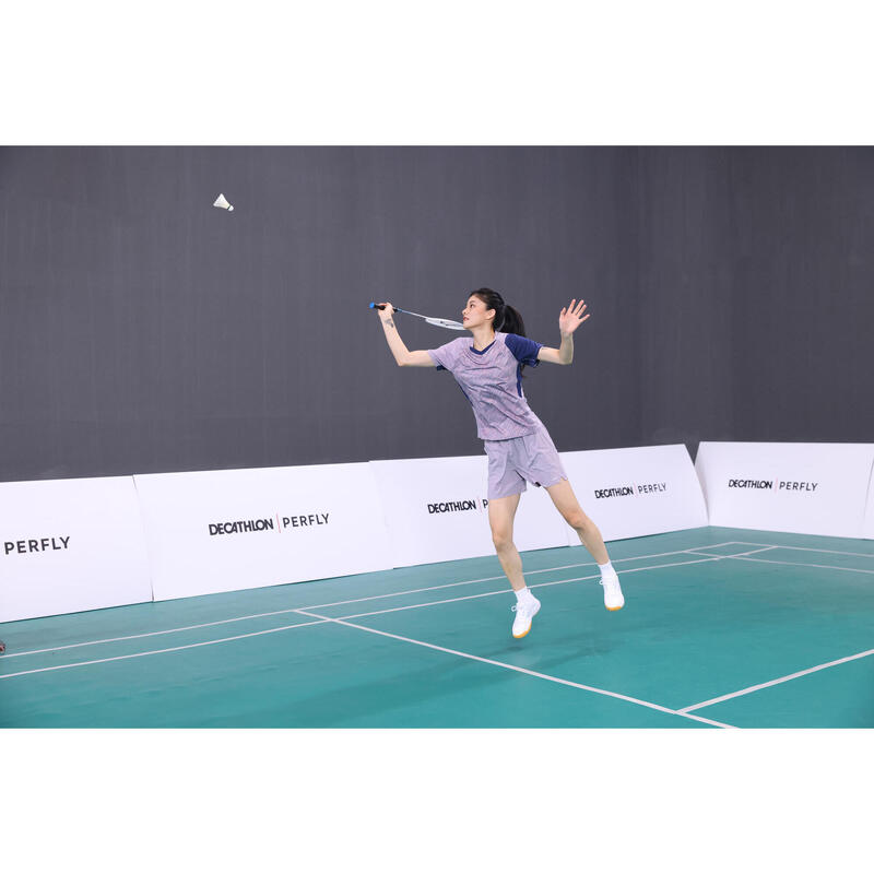 WOMEN BADMINTON T SHIRT LITE 560 PURPLE GREY NAVY