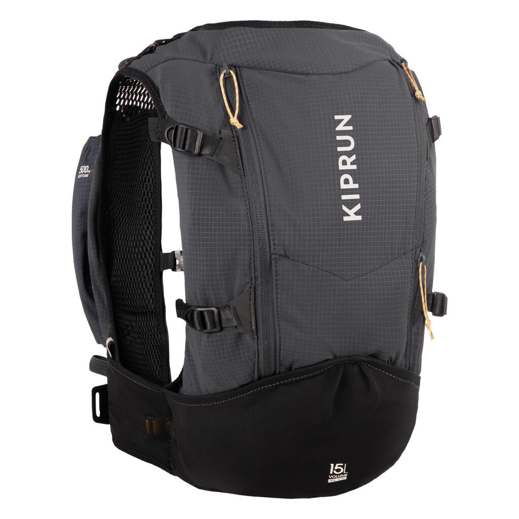 Mochila de ultra trail running de 15 L mixta negra con bolsa de agua de 2 L