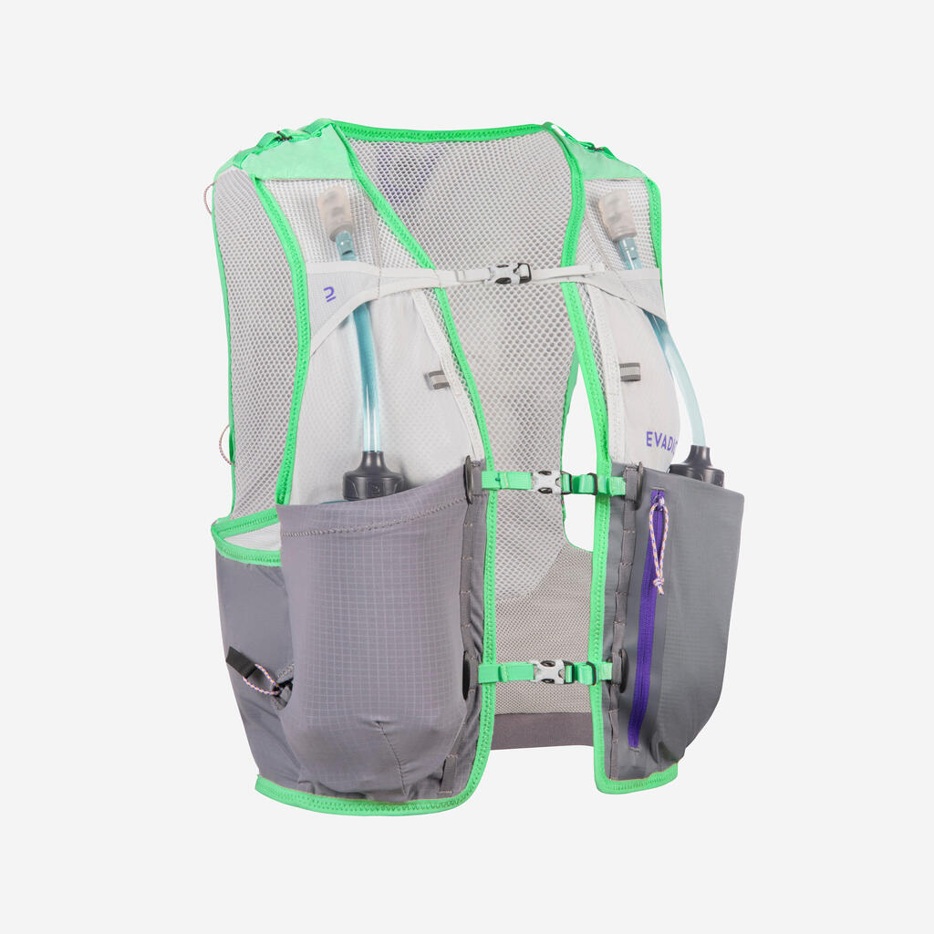 8L WOMEN'S TRAIL RUNNING BAG - MINT GREEN SOLD WITH 2 500ML FLASKS