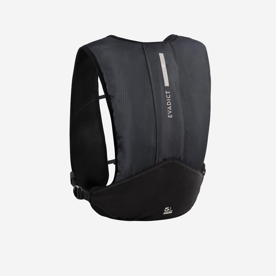 UNISEX 5L BLACK TRAIL RUNNING BAG SOLD WITH 1L WATER BLADDER EVADICT Decathlon