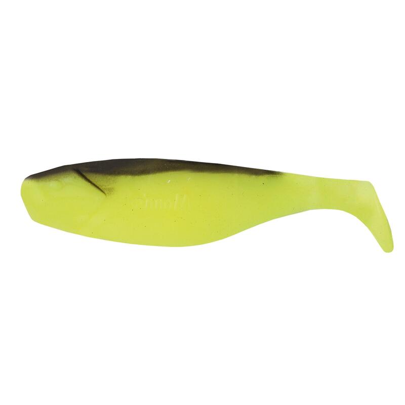 Gumihal MANN'S 4.5 cm SHAD FCHBB 15 db / csomagolás, fluo sárga, fekete háttal