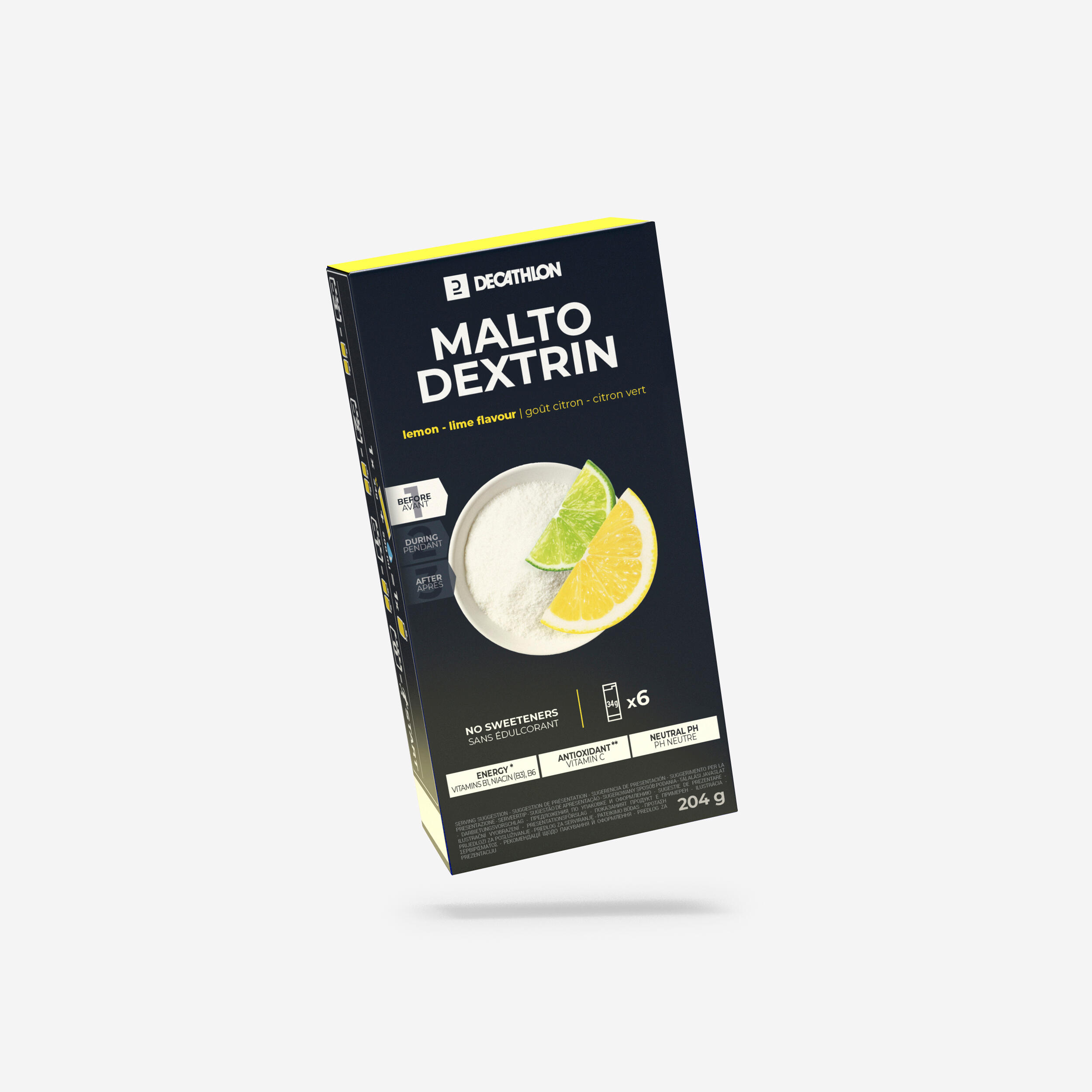 DECATHLON POWDERED LEMON-FLAVOURED MALTODEXTRIN DRINK MIX - 6X34G