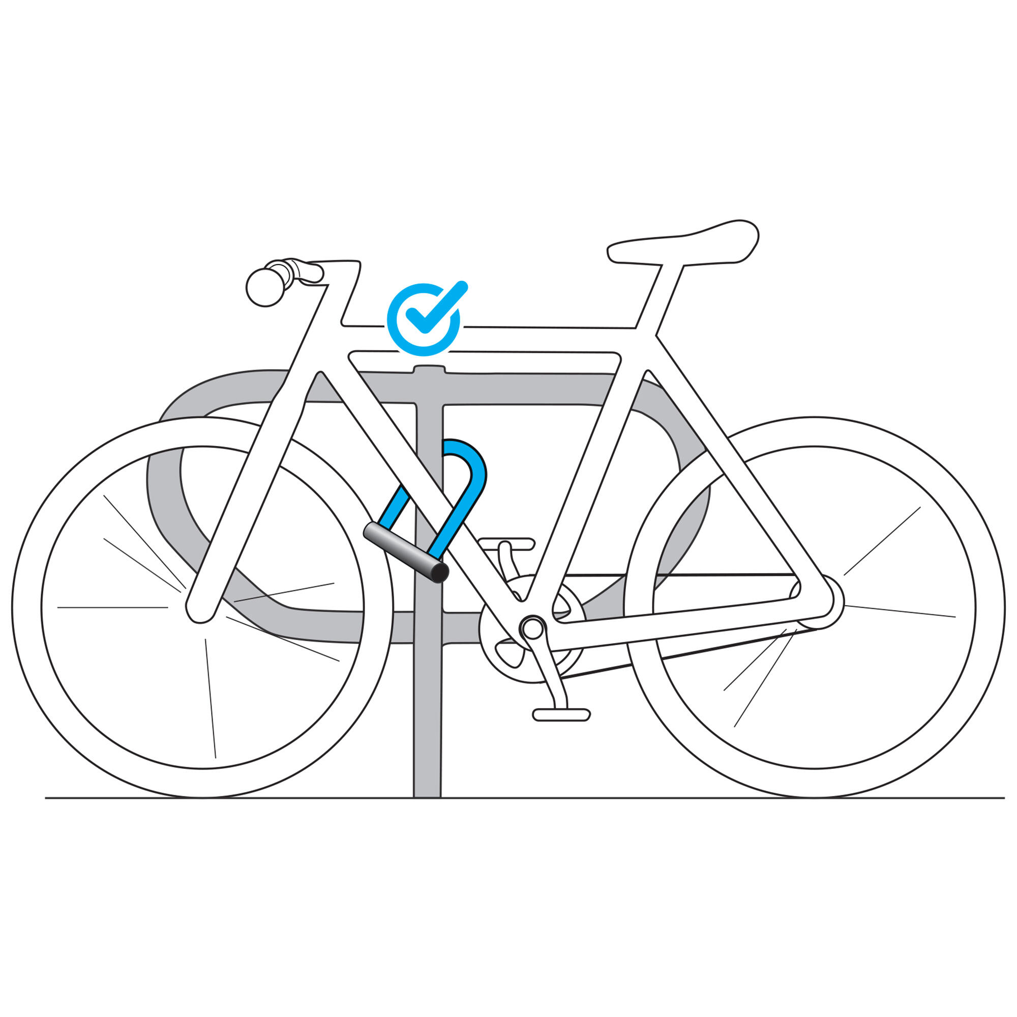 Bike U Lock - 500 Grey - DECATHLON