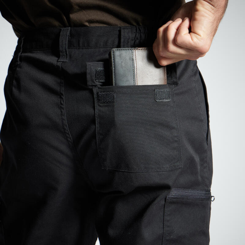 Pantalon Cargo Rezistent Stepă 300 Negru