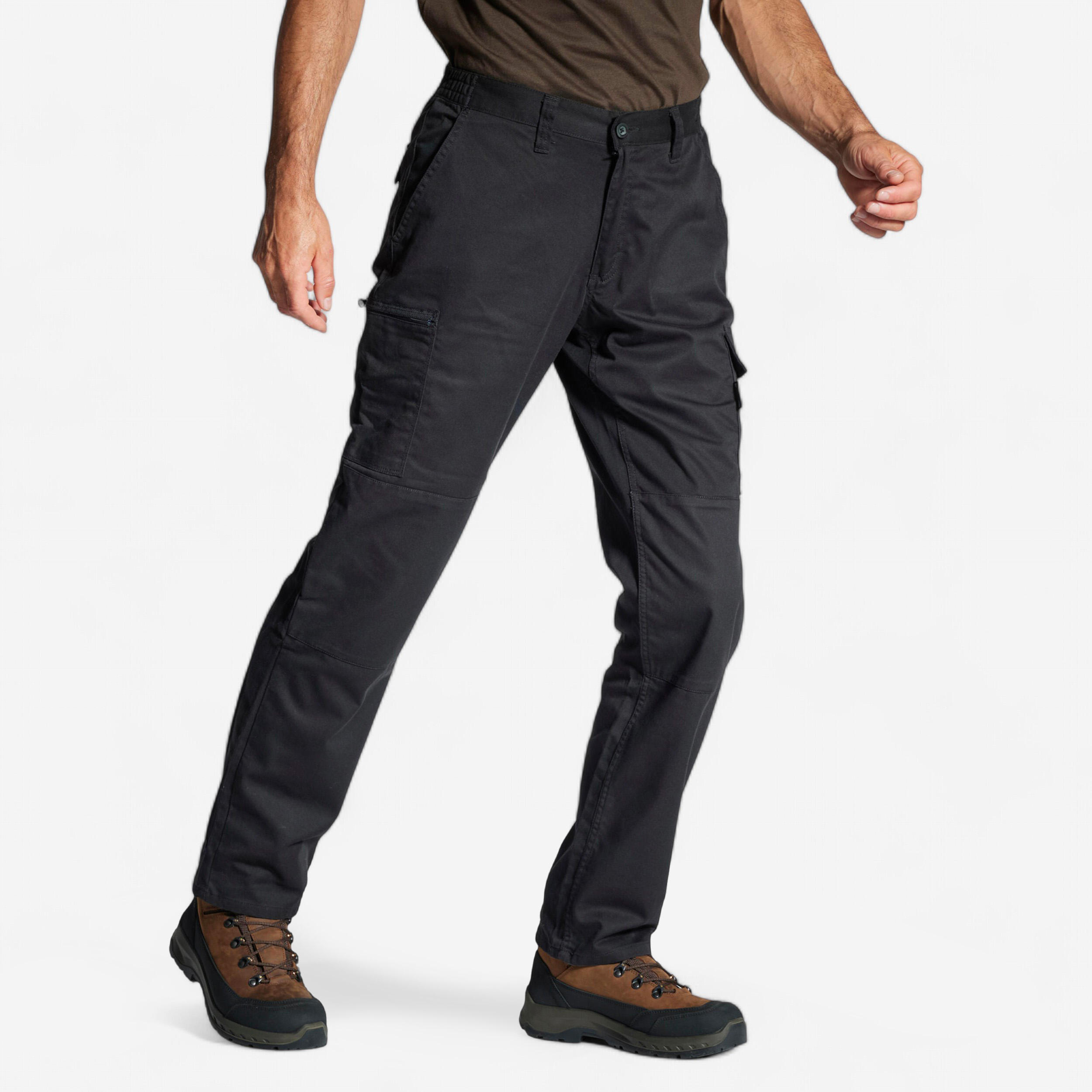 pantalon cargo resistant steppe 300 noir - solognac