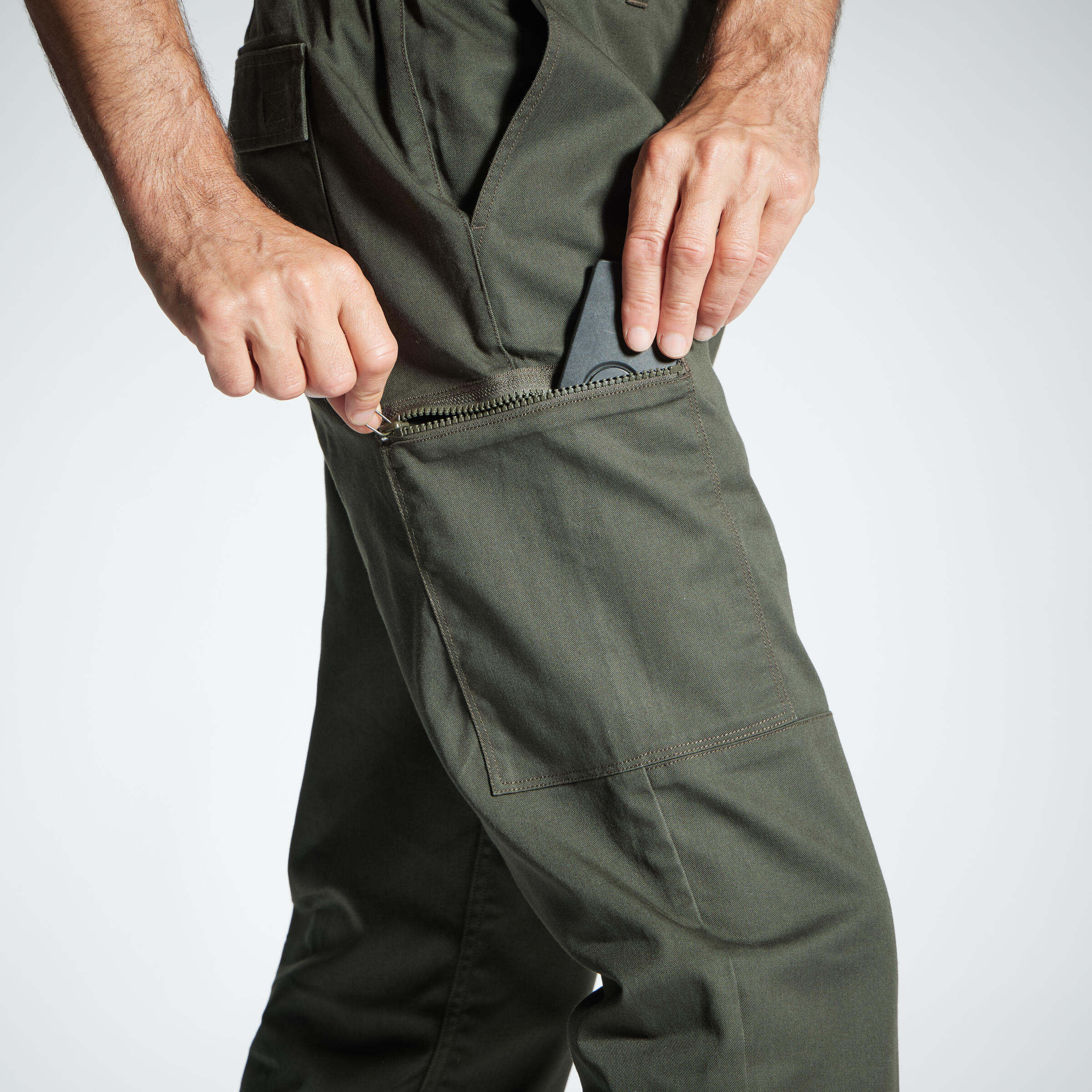 Durable Cargo Trousers - Steppe 300 2-Tone - Dark ivy green - Solognac -  Decathlon