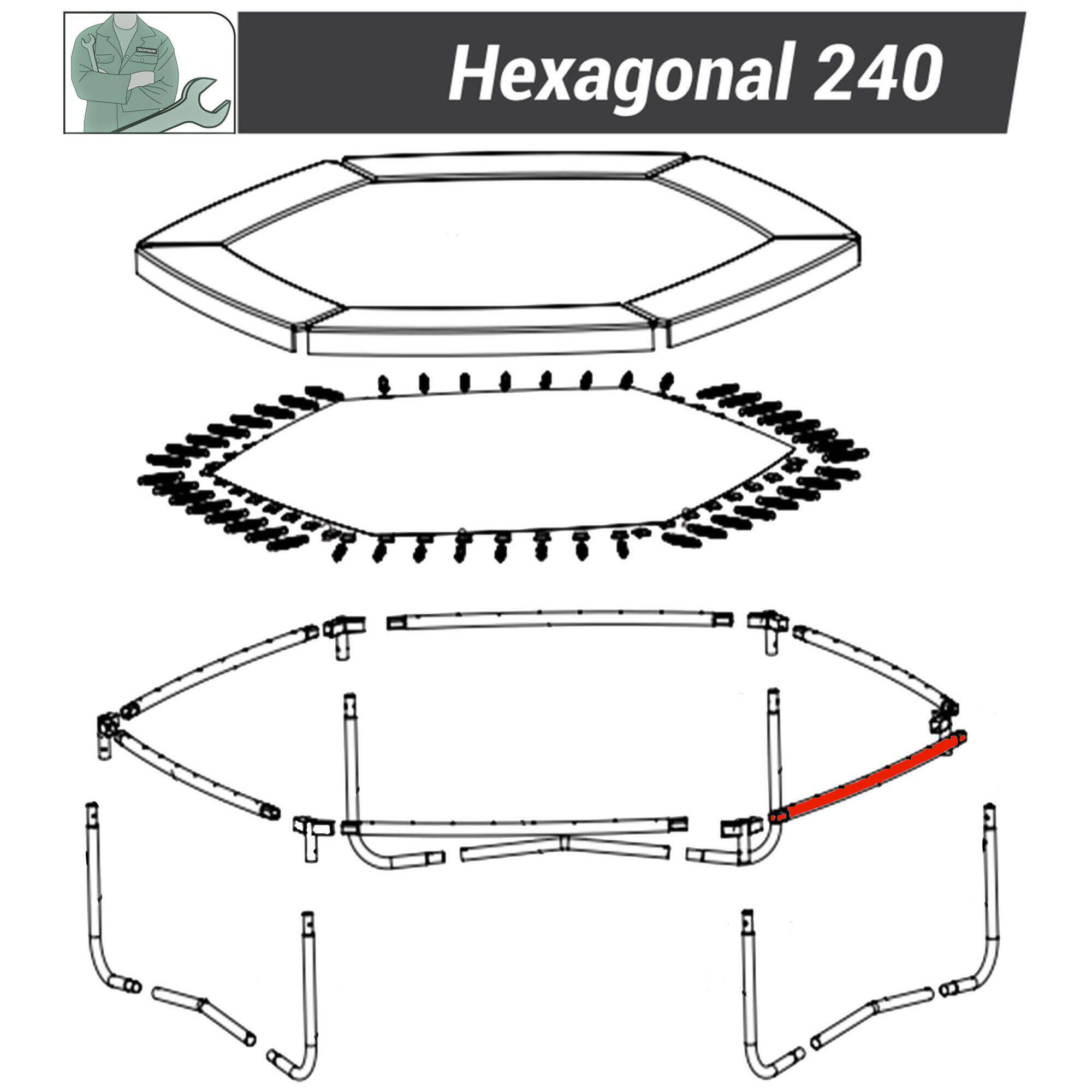 Jumping Mat Frame - Trampoline Spare Part - Hexagonal 240/Octogonal 300 -  3