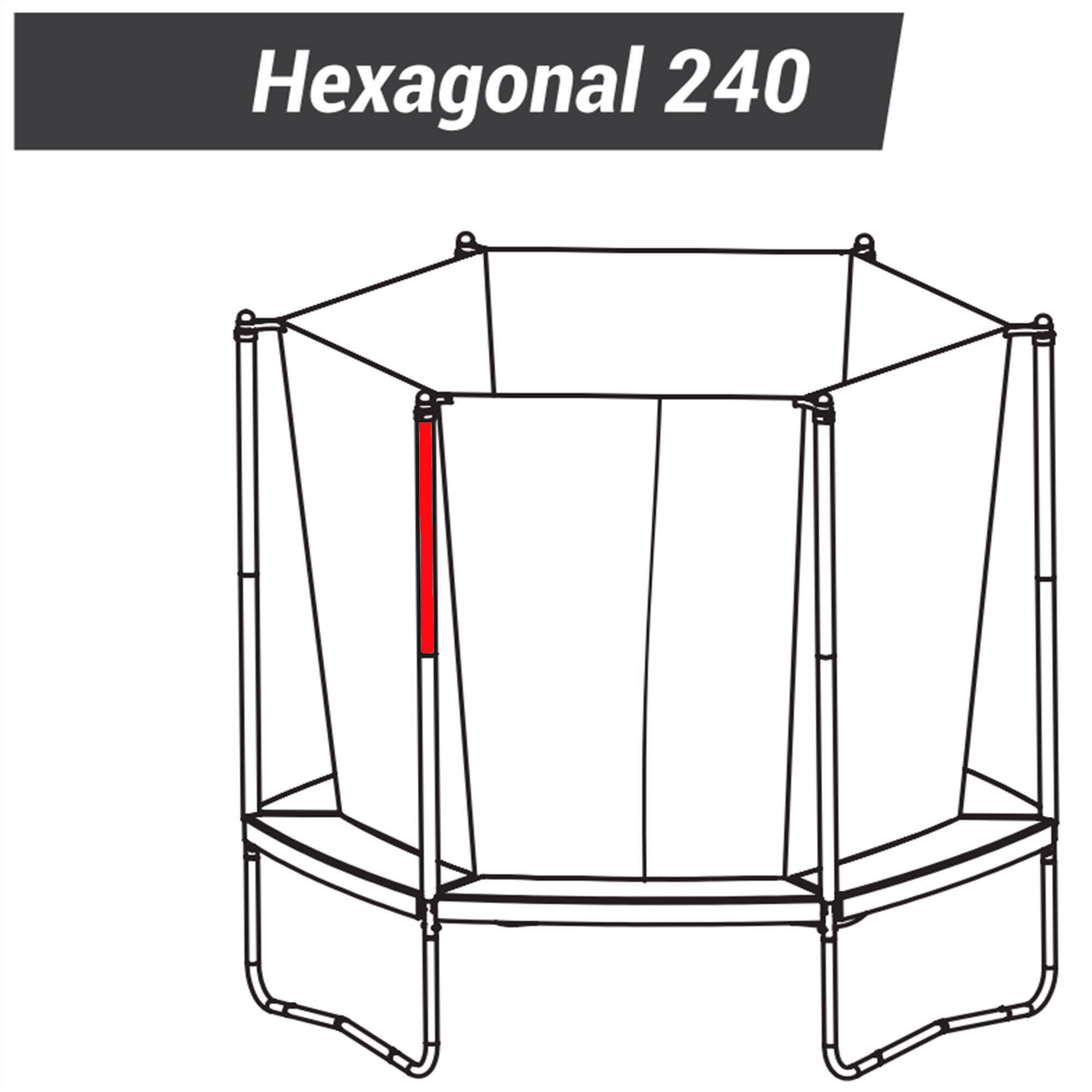 Trampolining Spare Upper Net Post Hexagonal 240 -  3