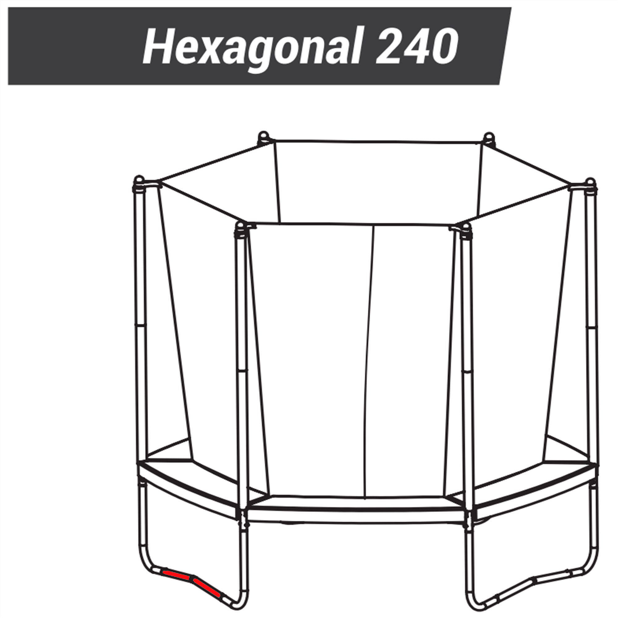 Low Foot Junction Tube, Spare Part for Trampoline, Hexagonal 240 / Octogonal 300 -  3