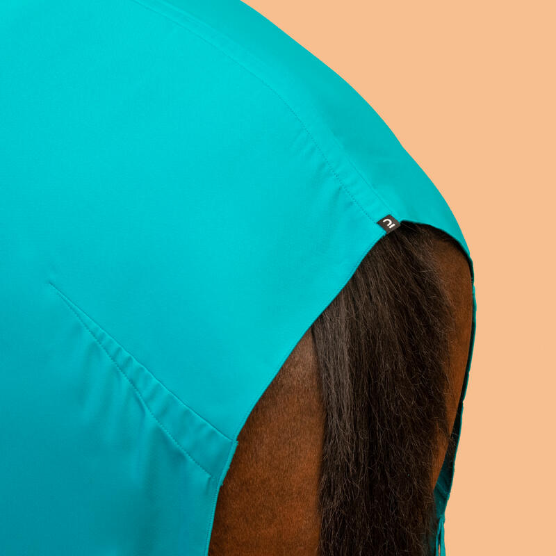 Coperta assorbente equitazione pony e cavallo microfibra azzurra