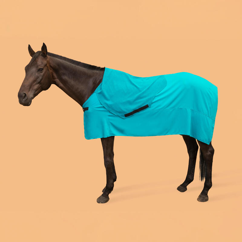 Zweetdeken voor paarden microvezel blauw