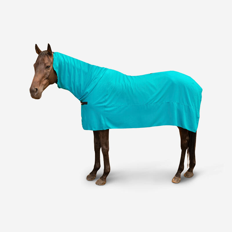Manta Secado Equitación Caballo/Poni Integral Verde Azulado Microfibra